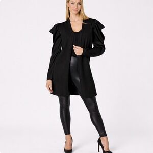 H by Halston Black Long Sleeve Cardigan Draped Detail Sleeve Sweater Sz Lg NWT